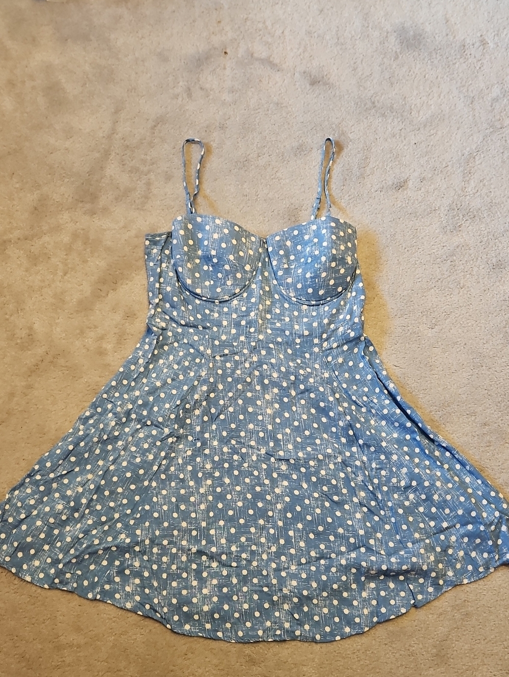 Material Girl Blue & White Polka Dot Spaghetti-Strap Dress